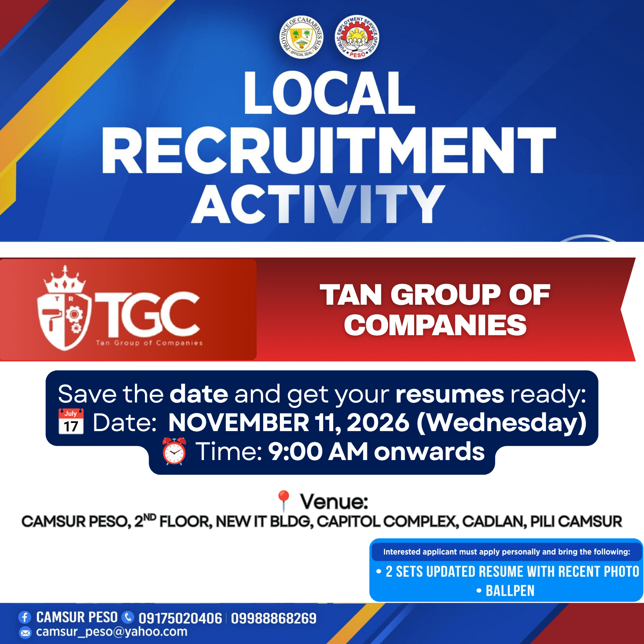 Local Recruitment Activity with Paint and Beyond Corp. (under the Tan Group of Companies)!